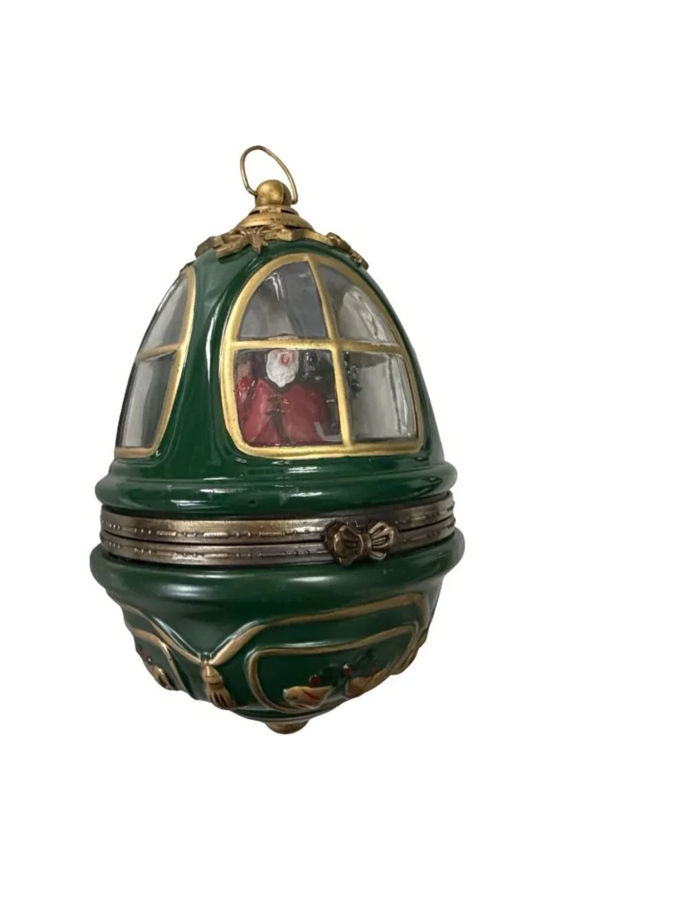 Vintage Mr. Christmas Animated Musical Santa Heirloom Egg Ornament Rotating Ligh